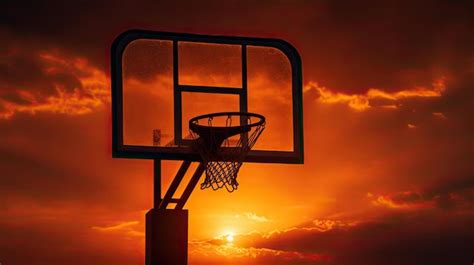 Premium AI Image | Ideal wallpaper with sunset silhouette in basketball ...