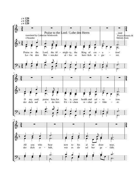 Praise to the Lord, the Almighty Sheet music | Musescore.com