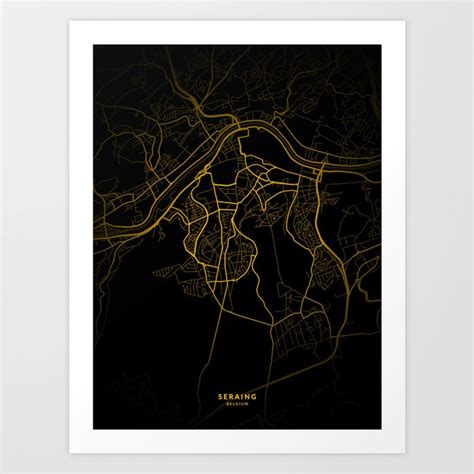 Seraing City in Belgium Map - Minimal City Maps Art Print by Kaeda ...