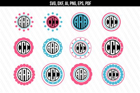 Circle monogram svg dxf cut files