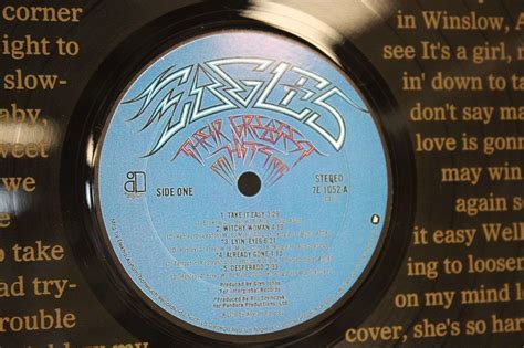 Eagles Vinyl Lp Etched W/ Take It Easy Lyrics Ltd Edition | Gold Record ...