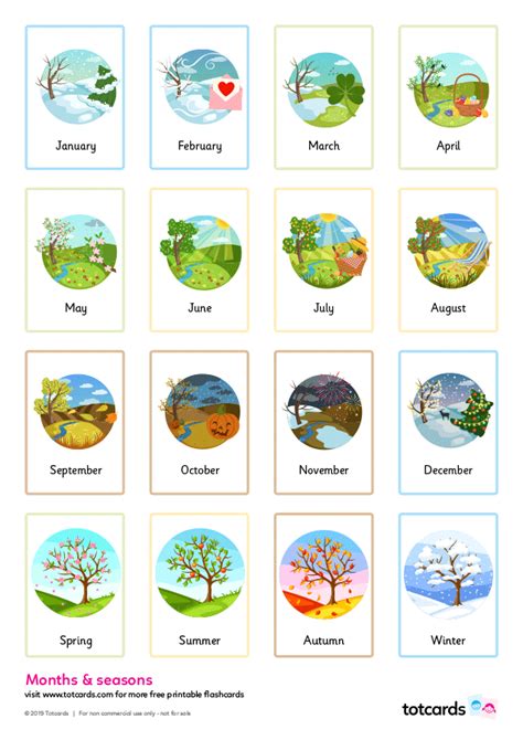 Printable Months Of The Year Flashcards