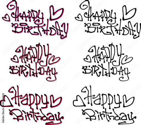 happy birthday wish hand drawn liquid curly graffiti fonts Stock Vector | Adobe Stock