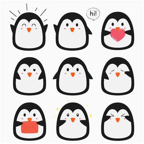 Premium Vector | Cute penguin emoticon vector collection