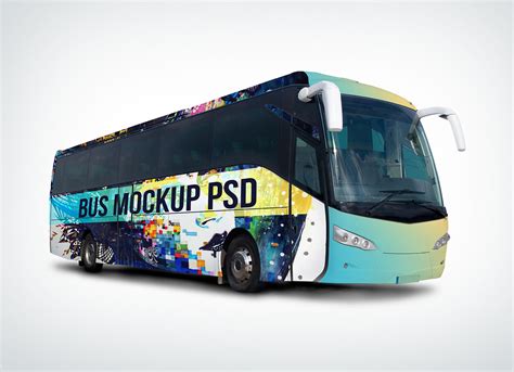 Free Vehicle Branding Travel Coach Bus Mockup PSD - Good Mockups