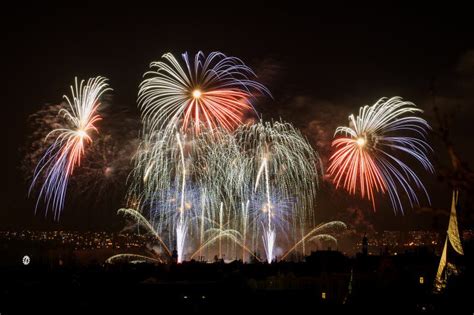 Fireworks. Big Sparkles Above Night City. Stock Image - Image of glowing, evening: 106923107