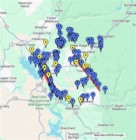 Map Of Tuolumne County - Map Of West