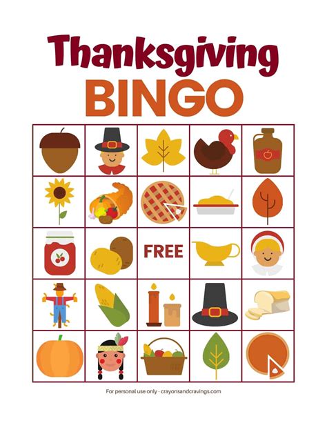 Free Printable Thanksgiving Bingo - Printable Word Searches