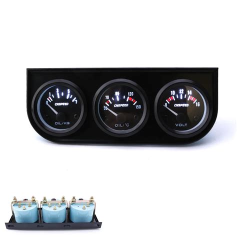 CNSPEED Free shipping 52mm Triple Kit Oil Temp Gauge + Voltmeter + Oil Pressure Gauge With ...