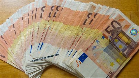 Counting Stack of 50 EURO banknotes CASH - YouTube