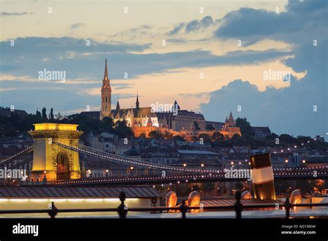 Castle hill with Matthiash temple at night, Budapest Stock Photo - Alamy