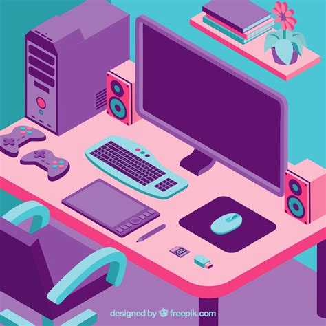 Free Vector | Modern office desk with colorful style
