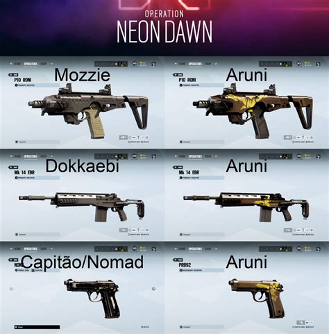 Operation Neon Dawn Alternate Default Weapon Skins : r/Rainbow6