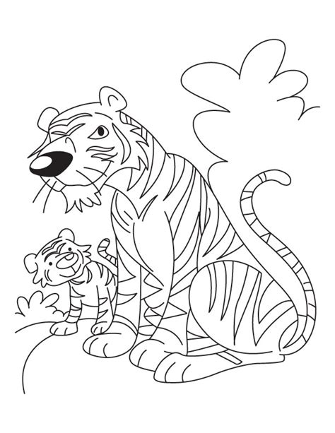 Mother tiger and baby tiger cub coloring page | Download Free Mother tiger and baby tiger cub ...