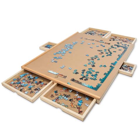 Buy SkyMall1500 Piece Puzzle Board | Premium Wooden Jigsaw Puzzle Table with 6 Magnetic ...