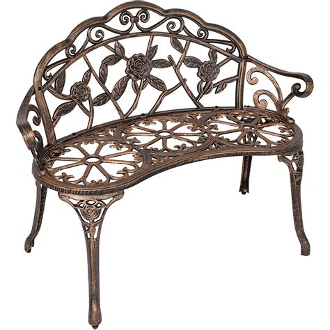 BRONZE METAL ROSE GARDEN BENCH - Walmart.com