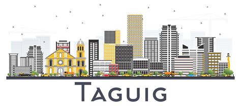 Taguig Philippines Skyline with Color Buildings Isolated on White Background. 16411728 Vector ...