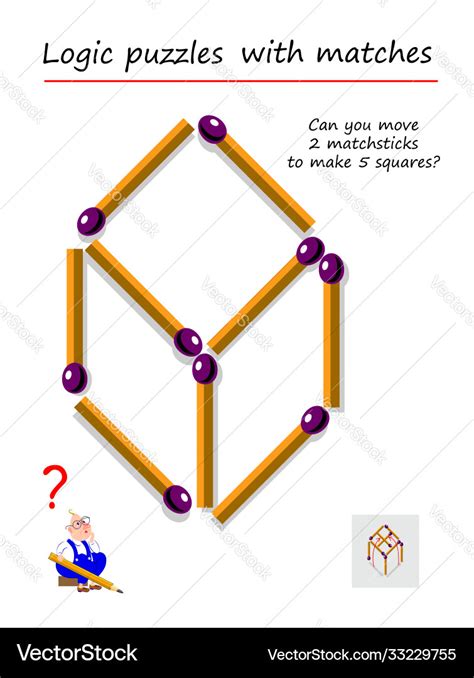 Logic puzzle game with matches for children Vector Image