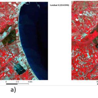 Landsat 5 (a) and Landsat 8 (b) satellite images related to the study ...