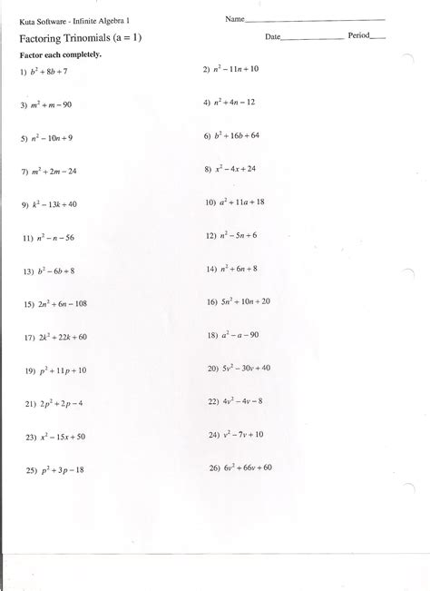 Factoring Perfect Square Trinomials Worksheet — db-excel.com