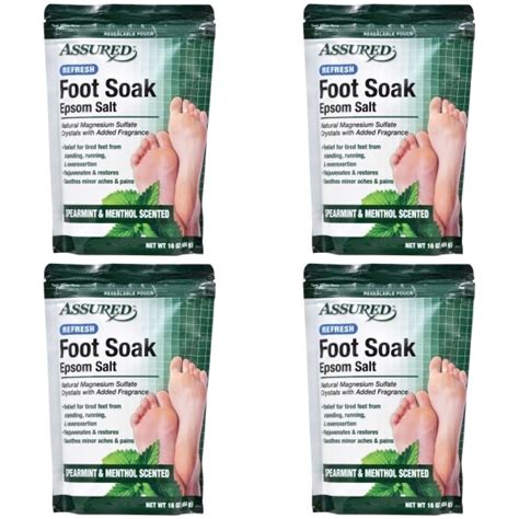 4 Packs Epsom Salt Foot Soak with Spearmint and Menthol Scent, 16 oz. Each - Walmart.com ...