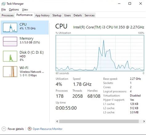 Monitor performance using Task Manager - Windows 10