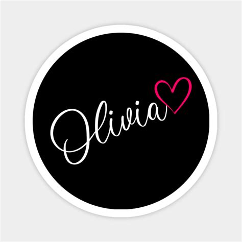 Olivia Name Calligraphy Pink Heart - Olivia Name - Magnet | TeePublic