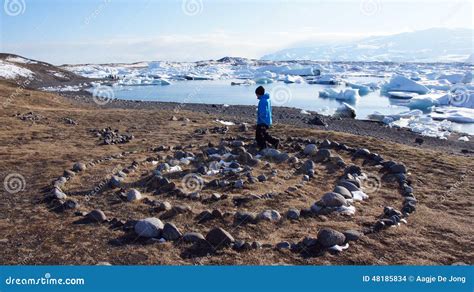 Stone Ring And Ice Floating In Jokulsarlon In Iceland Editorial Stock Image - Image: 48185834