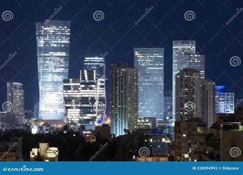 Tel Aviv Skyline at Night, Tel Aviv Cityscape, Israel Stock Image ...