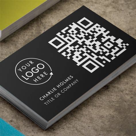 QR Code Business Logo | Black Modern Professional Business Card | Zazzle | Carte de visite ...