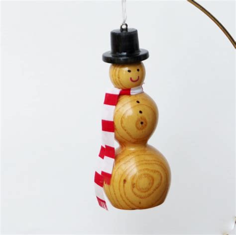 Snowman Ornament Wooden Woodturning 3-D Snowman by tangibletreats