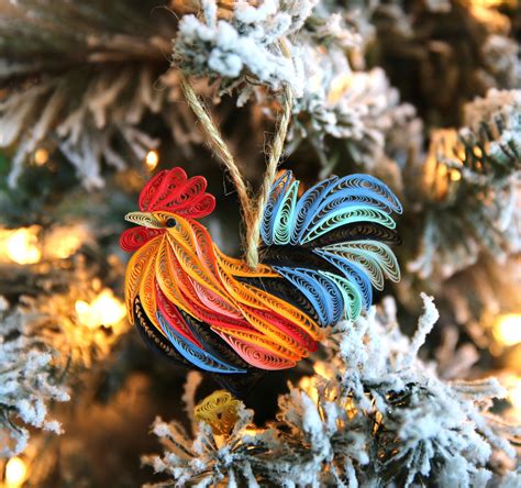 Rooster Ornament Handmade Chicken Ornament Chicken Christmas | Etsy