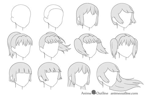 How to Draw Anime Hair in 3/4 View Step by Step - AnimeOutline