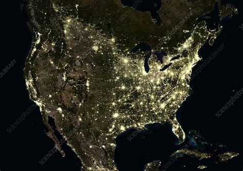 USA at night, satellite image - Stock Image - C024/9397 - Science Photo ...