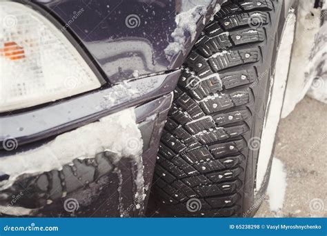 Winter Driving Conditions. Snow Storm, Snow Tires Stock Photo - Image ...