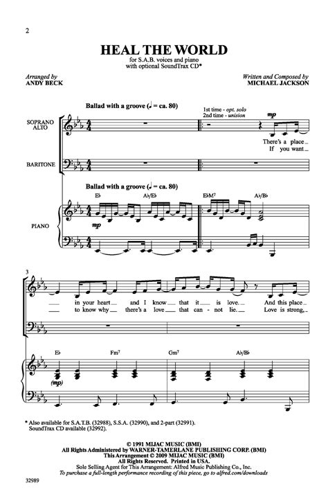 Heal the World (SAB ) by Michael Jackson/arr | J.W. Pepper Sheet Music ...