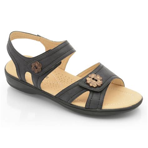 Ladies Womens New Comfort Wide Fit Low Heel Casual Shoes Sandals Velcro ...