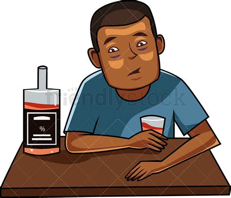 Black Male Drinking Alcohol Cartoon Vector Clipart - FriendlyStock