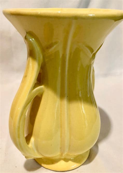 Vintage Yellow Two Handled Vase by McCoy Pottery