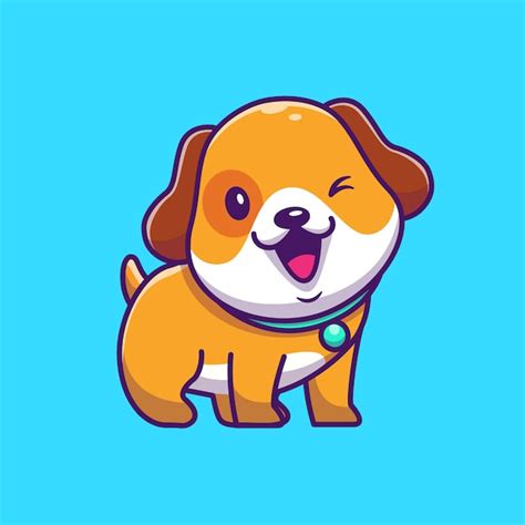 Premium Vector | Cute dog winking eye icon illustration. puppy dog mascot cartoon character ...