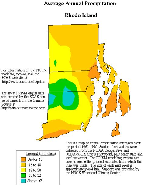 Rhode Island Precipitation Map