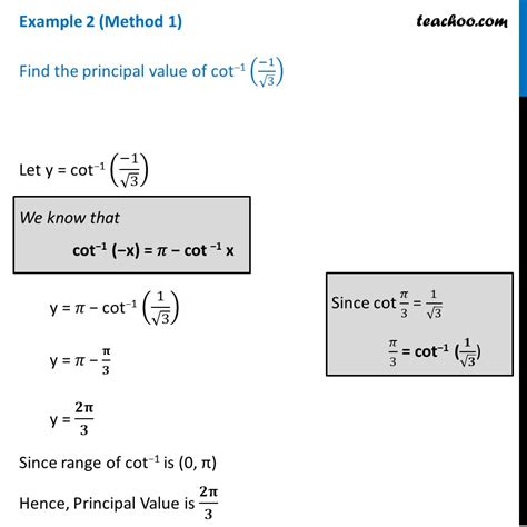 Example 2 - Find principal value of cot-1 (-1/root 3) - Examples