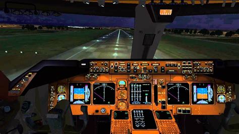 PMDG 747 Cockpit Night Landing At Manchester EGCC - HD - YouTube