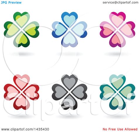 Clipart of Floating Heart Clovers with Shadows - Royalty Free Vector Illustration by cidepix ...