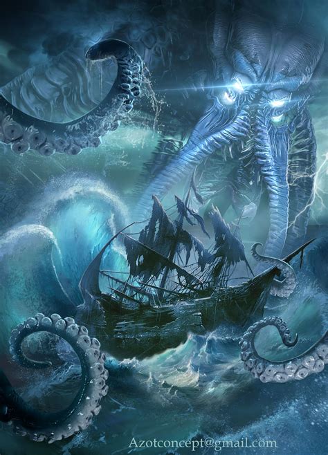 ArtStation - Kraken, Ihor Reshetnikov Sea Creatures Art, Mythical Creatures Art, Mythological ...