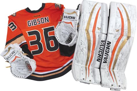 John Gibson Anaheim Ducks Game Worn Jersey and Goalie Equipment