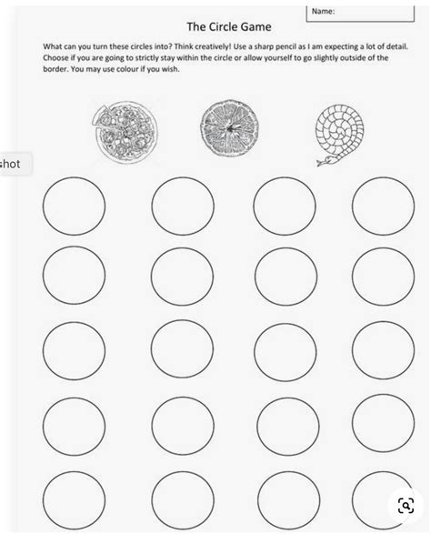 Circle Drawing Game - Art Worksheets Printables | Art worksheets, Circle drawing, Art worksheets ...