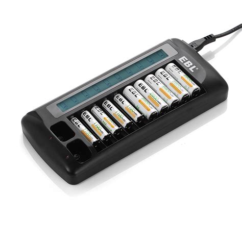 EBL LCD Rapid 12 Bay AA AAA 9 Volt NiMH/NiCD Rechargeable Battery ...