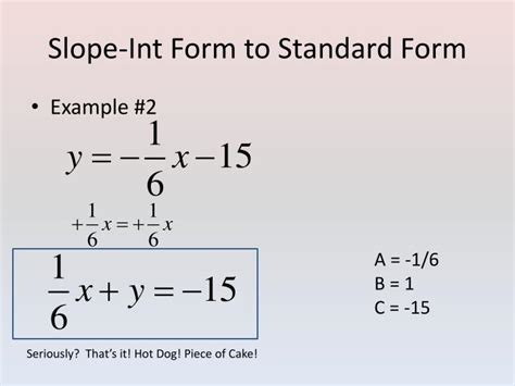 PPT - Standard Form And Point Slope Form PowerPoint Presentation - ID:2318063