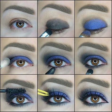 Black & Navy Blue Smokey Eye Tutorial Navy Blue Eyeshadow, Navy Blue Makeup, Blue Eyeshadow ...